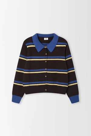 스트라이프 카라 가디건_PD5WD633_BROWN-a