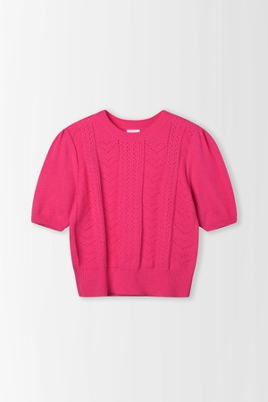 하트 펀칭 퍼프소매 니트_PC6SP651_PINK-a