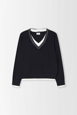 실버 라인 이중 V넥 니트_PD6SP688_NAVY-a