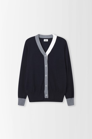 배색 라인 V넥 가디건_PC6SD607_NAVY-a