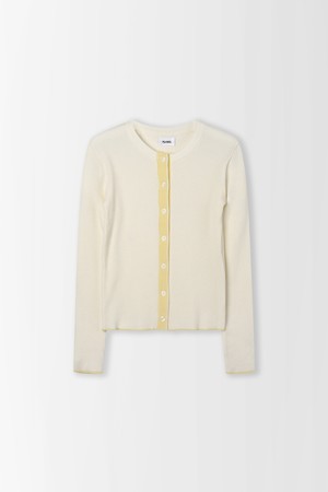 배색 라운드 골지 슬림 가디건_PC6SD610_IVORY-a