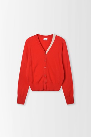 배색라인 V넥 가디건_PC6SD608_RED-a