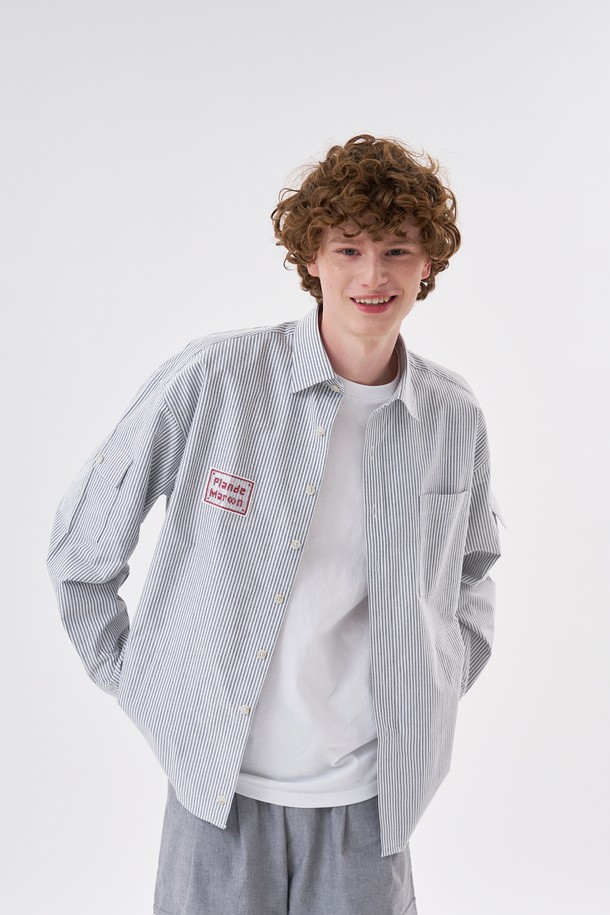 PLAN DE MAROON - 긴팔셔츠 - [Plan de Maroon] OXFORD CARGO STRIPE SHIRT