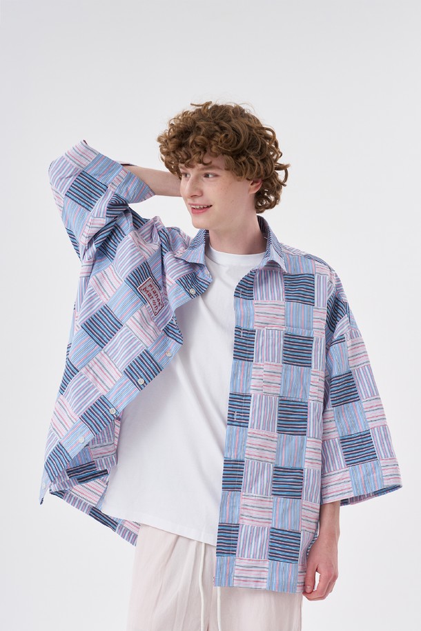 PLAN DE MAROON - 반팔셔츠 - [Plan de Maroon] PATCHWORK SHIRT