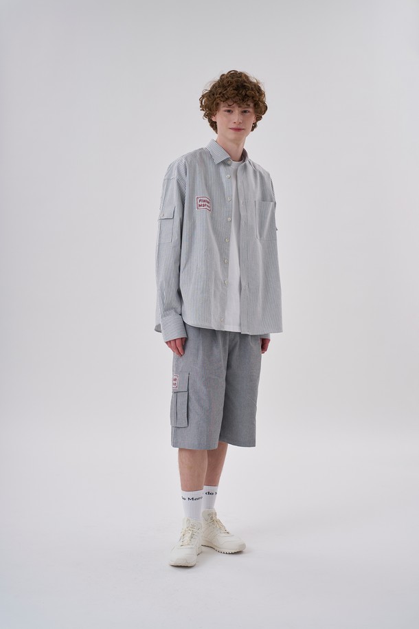 PLAN DE MAROON - 긴팔셔츠 - [Plan de Maroon] OXFORD CARGO STRIPE SHIRT
