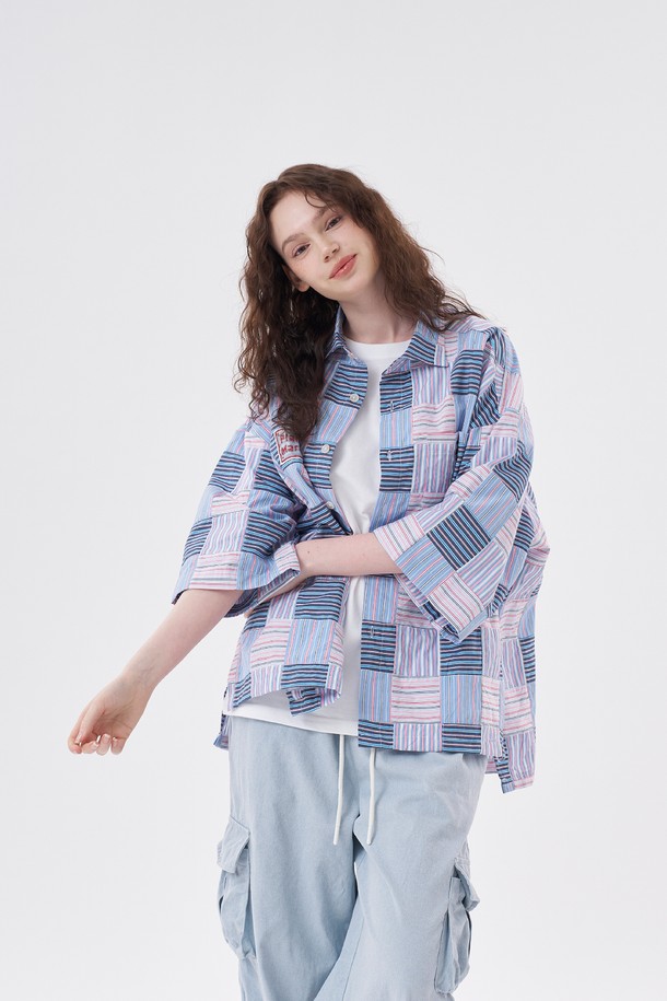 PLAN DE MAROON - 반팔셔츠 - [Plan de Maroon] PATCHWORK SHIRT