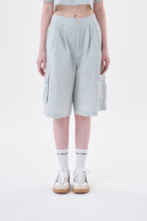 [Plan de Maroon] SEERSUCKER CARGO HALF PANTS