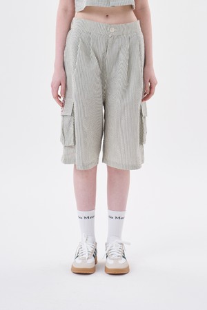 [Plan de Maroon] SEERSUCKER CARGO HALF PANTS