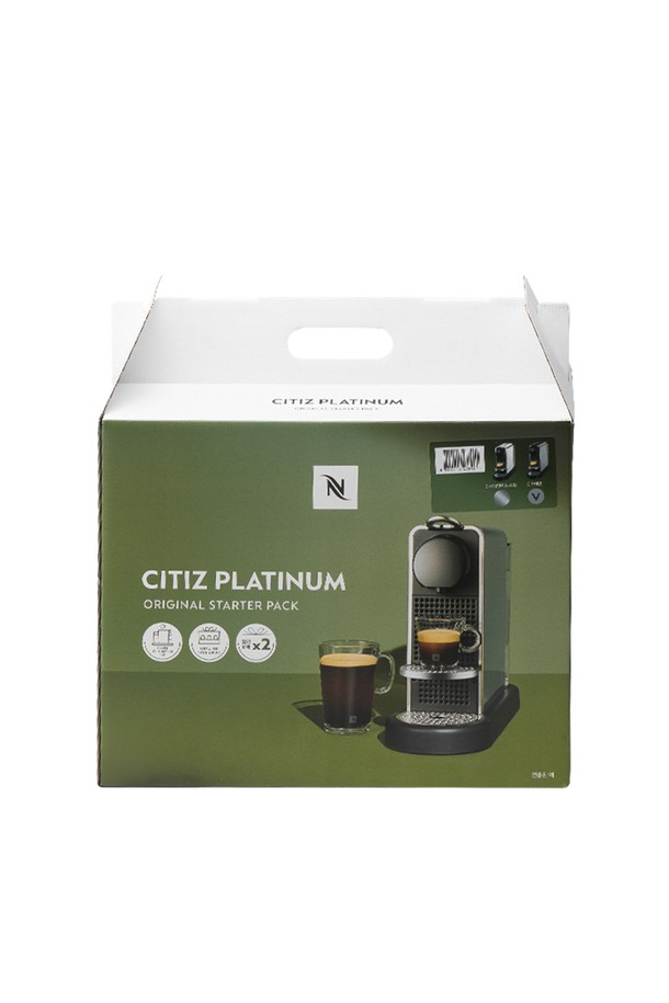 NESPRESSO - 홈카페 - 네스프레소 오리지널 스타터 팩 시티즈 플래티넘 C140 에스프레소 캡슐커피머신 스틸