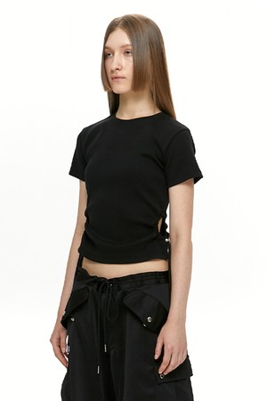 CUT OUT STRING TOP / BLACK