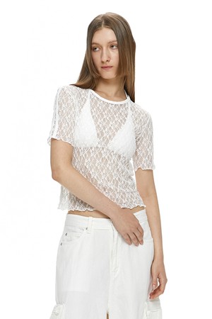 LACE HALF SLEEVE / WHITE