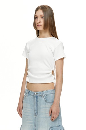 CUT OUT STRING TOP / WHITE