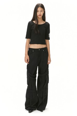 TIE-UP CARGO PANTS / BLACK