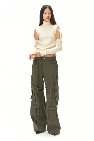 TIE-UP CARGO PANTS / KHAKI