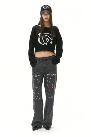 CUBIC EMBROIDERY DENIM / BLACK