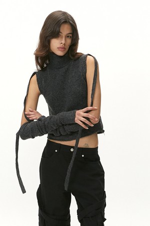 TWO-WAY WARMER KNIT / CHARCOAL