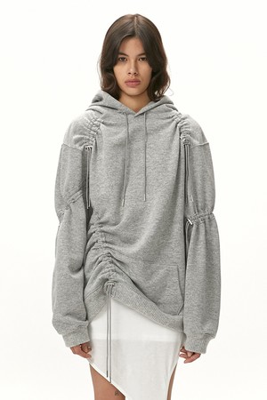 STRING WOOL HODDED SWEATSHIRT / GREY