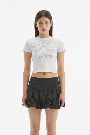 ROSE LACE CROP TOP / WHITE