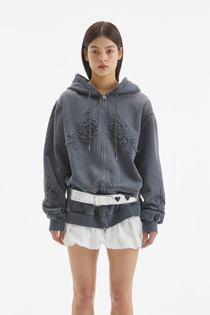 ROSE WASHED HOODIE / CHARCOAL