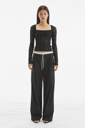 ROSE DOUBLE WAIST PANTS / BLACK