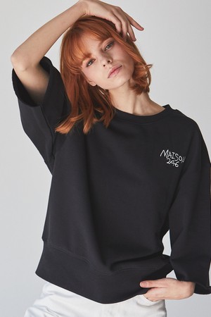 3/4 SLEEVE SWEATSHIRT-BLACK