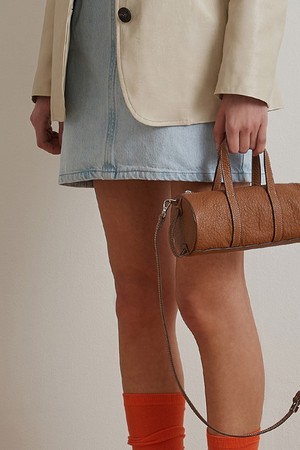 BARREL ALL LEATHER BAG-TAN