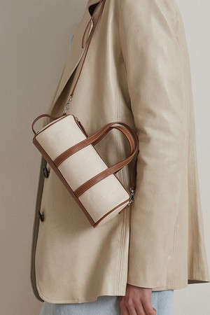 BARREL CANVAS BAG-TAN