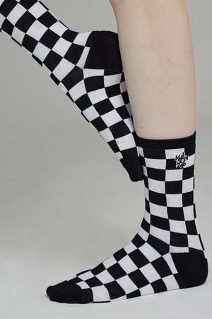 CHECKERBOARD SIGNATURE LOGO SOCKS BLACK