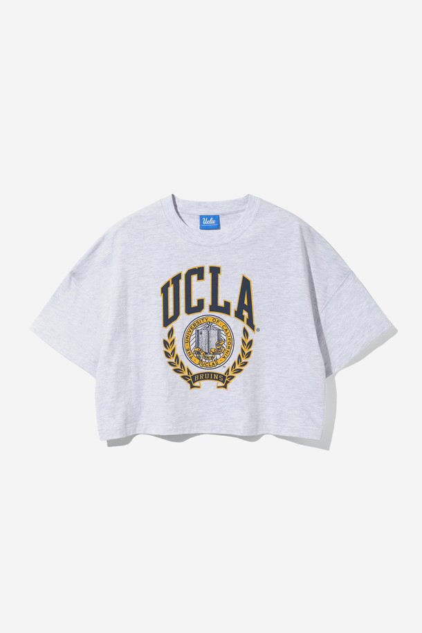 UCLA - 반소매 티셔츠 - 여성 크레스트 빅로고 크롭 오버핏 티셔츠[L-M-GREY](UB5ST51_12)