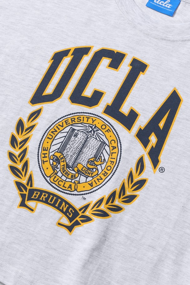 UCLA - 반소매 티셔츠 - 여성 크레스트 빅로고 크롭 오버핏 티셔츠[L-M-GREY](UB5ST51_12)