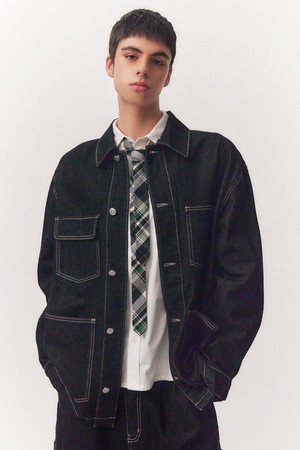 남성 데님 4POCKET 워크 재킷[BLACK](UB3DJ01_39)