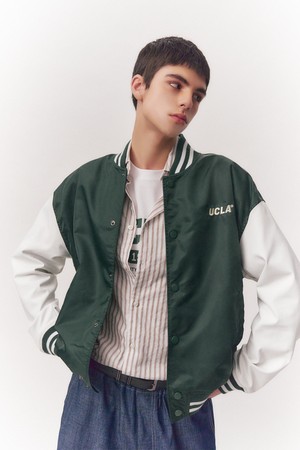 남녀공용 스트릿 프레피 바시티 재킷[HUNTER](UB3UJ82_70)