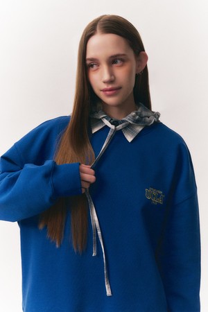 남성 뉴 로고 오버핏 스웨트셔츠[BLUE](UB2LT02_43)