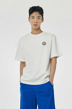 남성 크레스트 로고 오버핏 티셔츠[O-WHITE](UB5ST02_33)