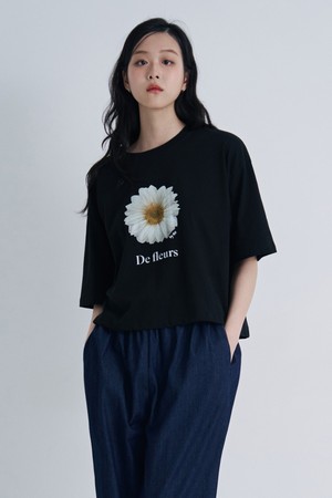 여성 꽃 프린트 크롭 반팔 티셔츠(HB6STA2)