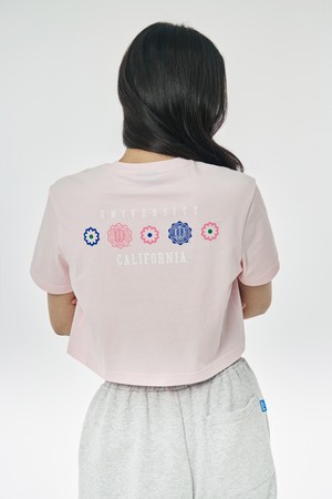 여성 크레스트 멀티 칼 로고 크롭 레귤러핏 티셔츠[LT-PINK](UB6ST58_80)