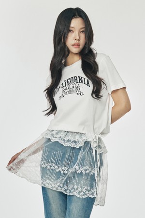 여성 크레스트 치비 베어 레귤러핏 티셔츠[O-WHITE](UB6ST60_33)