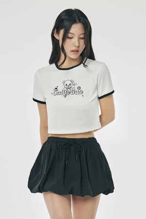 여성 크레스트 카와이 베어 크롭 슬림핏 티셔츠[O-WHITE](UB6ST56_33)