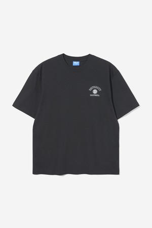 남녀공용 유니버시티 스몰 레터링 오버핏 티셔츠[BLACK](UB6ST81_39)