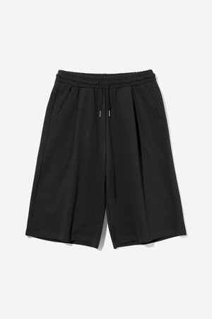 남녀공용 풀밴딩 원턱 버뮤다 팬츠[BLACK](UB5SP84_39)