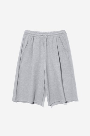 남녀공용 풀밴딩 원턱 버뮤다 팬츠[M-GREY](UB5SP84_51)