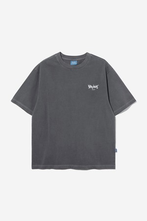 남녀공용 세미 오버핏 로고 프린트 피그먼트 반팔 티셔츠[CH-GREY](UB5ST85_37)