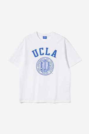 남녀공용 캘리포니아 캠퍼스 로고 반팔 티셔츠[WHITE](UB7ST80_31)