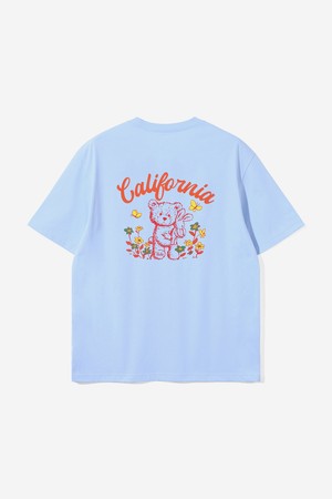 남녀공용 플라워 플러피 베어 반팔 티셔츠[LT-BLUE](UB7ST91_42)