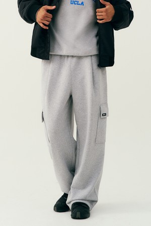 남녀공용 데일리 스몰로고 져지 오버 와이드 카고팬츠[M-GREY](UB8LP38_51)