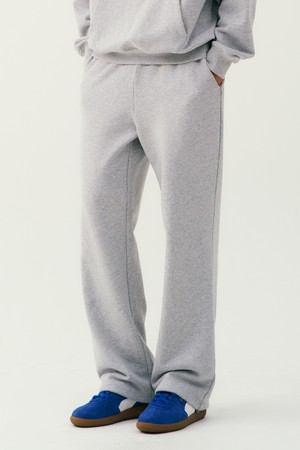 남녀공용 데일리 스몰로고 져지와이드 풋루즈 팬츠[M-GREY](UB9LP29_51)