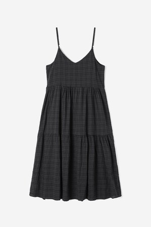 여성 슬리브리스 체크 원피스(HB8OP51)