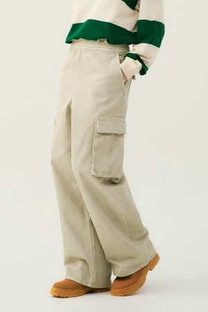 여성 스트릿 써클로고 오버와이드 카고 데님팬츠[LT-BEIGE](UB8DP50_23)