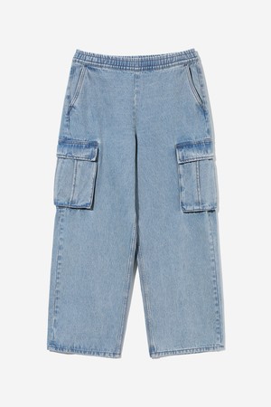 여성 스트릿 써클로고 오버와이드 카고 데님팬츠[LT-INDIGO](UB8DP50_03)