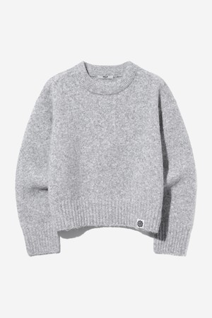 여성 데일리 스몰로고 오버 크롭 니트[M-GREY](UB9LK50_51)